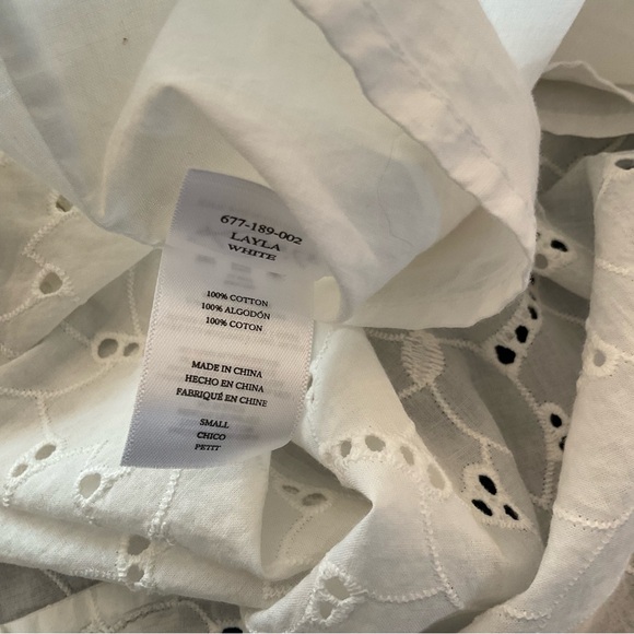 RAILS White Eyelet Long-Sleeve Peasant Dress-NWOT - Picture 14 of 15